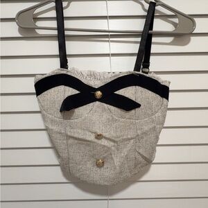 Stylish Black and Cream Bustier Top